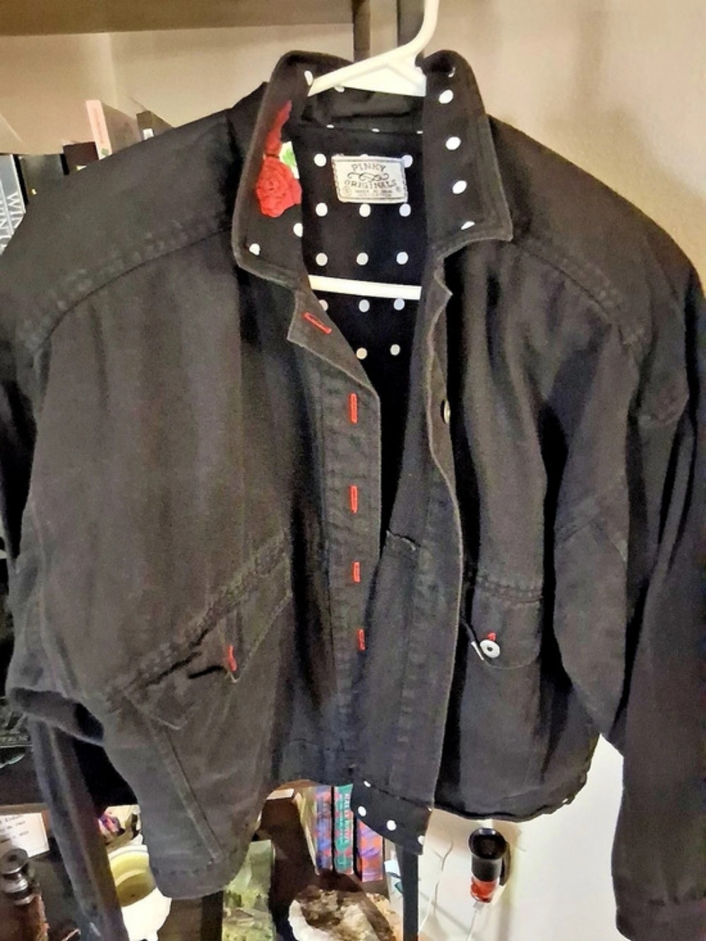 Pinky Originals Black Graphic Cotton Jean Jacket